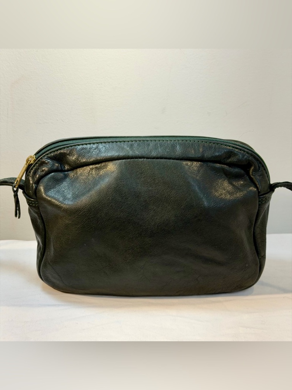 Vintage Dark Green Leather Crossbody Bag